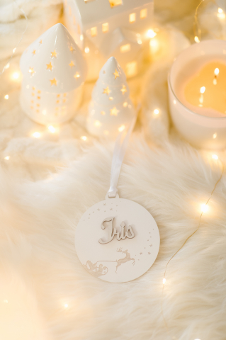 Glob personalizat cu sania mosului - alb [5]