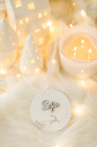 Glob personalizat cu sania mosului - alb [10]