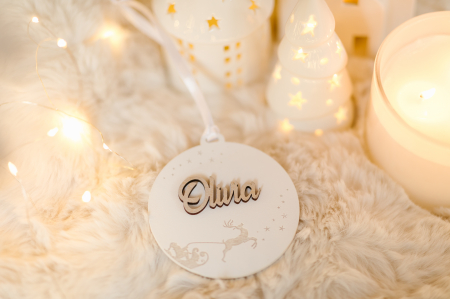 Glob personalizat cu sania mosului - alb [8]