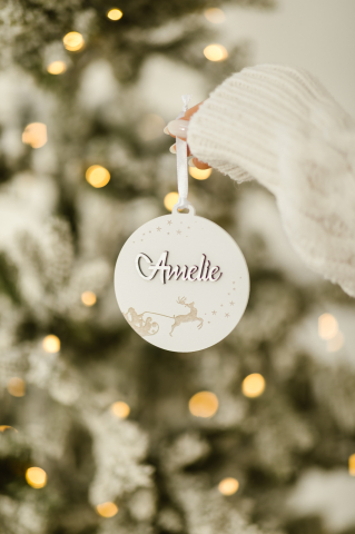 Glob personalizat cu sania mosului - alb [1]