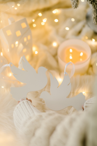 ORNAMENTE CRACIUN - Set 2 turturele albe