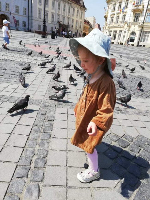 Palarie soare copii bleu cu fundita piersica [4]