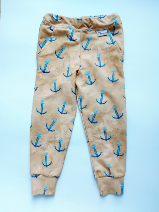 Pantaloni copii bumbac organic, imprimeu ANCORE 1 [4]