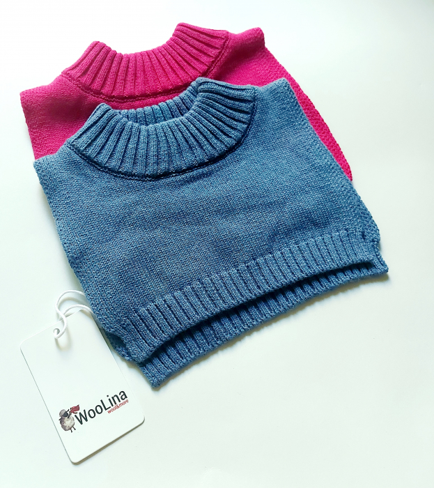 Pieptar/neck warmer realizat din 50% lâna merinos, 50% bumbac, grosime 350 g/m2. [5]