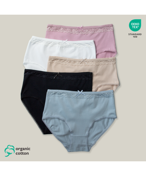 Set 5 Chiloți bumbac organic DAMĂ talie INALTA [2]