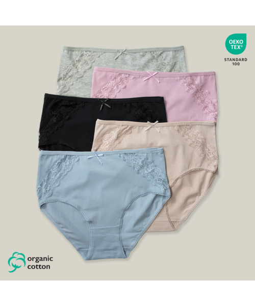 Set 5 Chiloți bumbac organic DAMĂ talie INALTA [2]