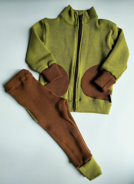 Set cardigan si colant lana merinos copii, grosime medie 400 g/m2 [5]