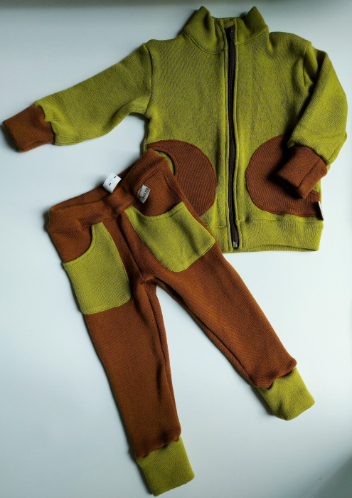 Set cardigan si colant lana merinos copii, grosime medie 400 g/m2 [4]