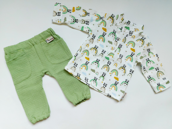 Set salvari lungi și cămașă din muselină de bumbac certificat Oeko Tex [3]