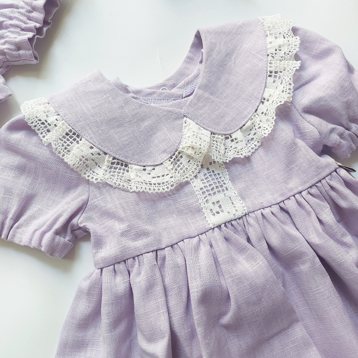 Set botez materiale naturale: rochie, botosei, coronița și guler detașabil [4]