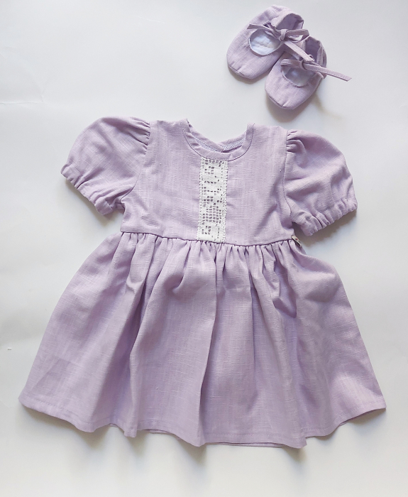 Set botez materiale naturale: rochie, botosei, coronița și guler detașabil [2]