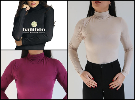 Bluze/tricouri/maieuri - Bluza/helanca pe gât DAMĂ din 95% bambus, 5% elastan