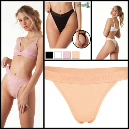 Lenjerie intima - Chiloți tanga înalți damă bambus
