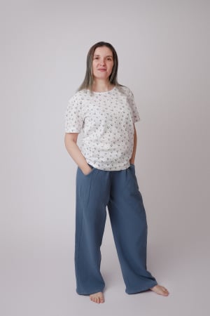 Muselina - Pantalon lung DAMA muselină de bumbac certificat Oeko Tex
