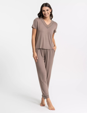 Produse - Pijamale BAMBUS dama (pantaloni lungi + tricou)