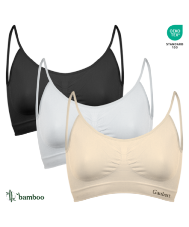 Lenjerie intima - Set 3 bustiere BAMBUS damă, bretele spaghetti subtiri, FĂRĂ BURETE