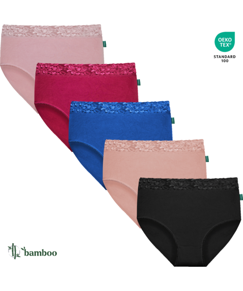 Set 5 Chiloți Bambus DAMĂ talie INALTA, cu dantela [1]