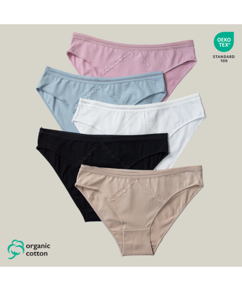 Set 5 Chiloți bumbac organic DAMĂ talie MEDIE [1]