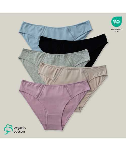 Set 5 Chiloți bumbac organic DAMĂ talie MEDIE [1]