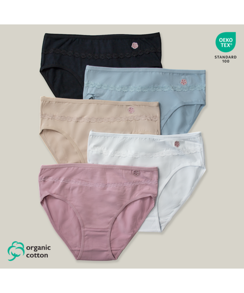 Set 5 Chiloți bumbac organic DAMĂ talie MEDIE [1]