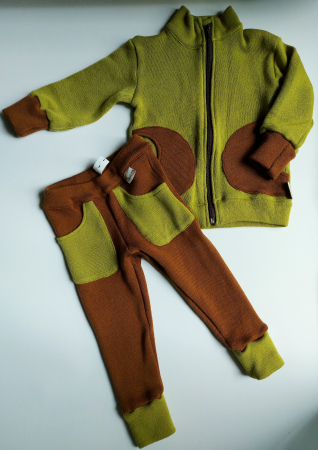 Set cardigan si colant lana merinos copii, grosime medie 400 g/m2 [3]