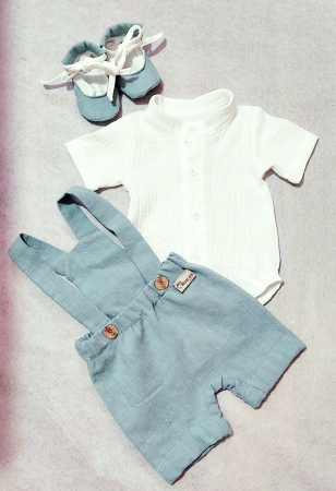 Muselina - Set botez materiale naturale