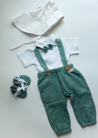 Muselina - Set botez materiale naturale