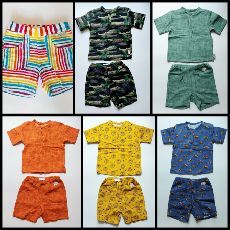 Muselina - Set tricou și pantaloni scurți muselina certificată Oeko Tex