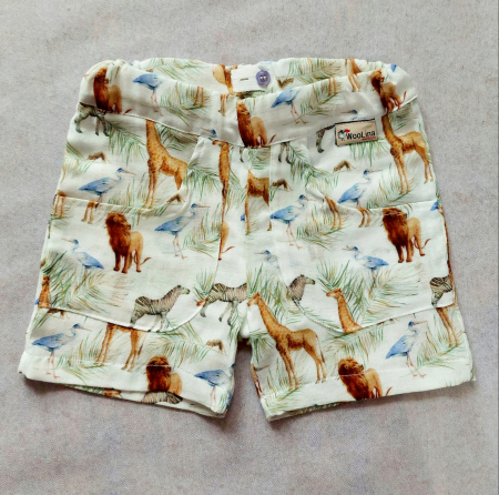 Set pantalon scurt și tricou/cămașă din muselină de bumbac certificat Oeko Tex, model ANIMALE JUNGLĂ [2]