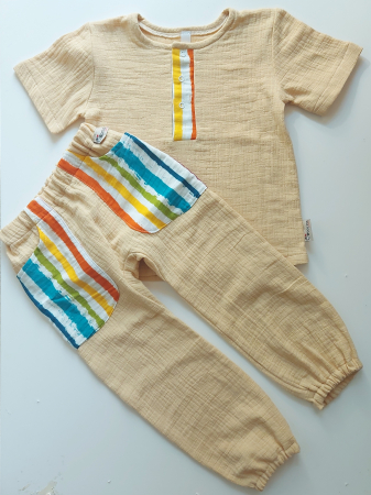 Set salvari lungi și cămașă din muselină de bumbac certificat Oeko Tex [1]