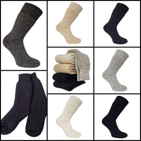 Lână merinos 100% & amestec - Șosete adulți din 90% lână, 10% poliamidă, grosime mare
