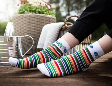 Bumbac organic - Șosete curcubeu din bumbac damă