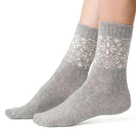 Lână merinos 100% & amestec - Șosete damă din 72% lână merinos, 26% poliamidă, 2% elastan, grosime mare