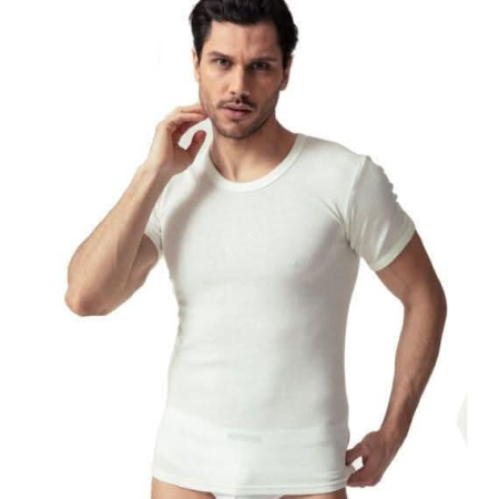 Lenjerie intima - Tricou barbatesc 100% lana exterior, 100% bumbac interio
