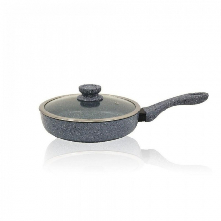 Tigaie din aluminiu forjat,marmorata non- stick 28CM Capac din sticla cu orificiu pentru eliberarea aburului [1]
