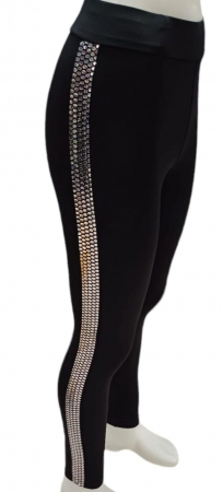 Pantaloni - Colanti negri cu argintiu