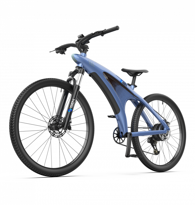Bicicleta electrica iSEN Q5 Albastru, 650W, Roata 27.5  , 9 viteze Shimano, Rulare full electric sau asistata, 45km h, Baterie detasabila, IPX4