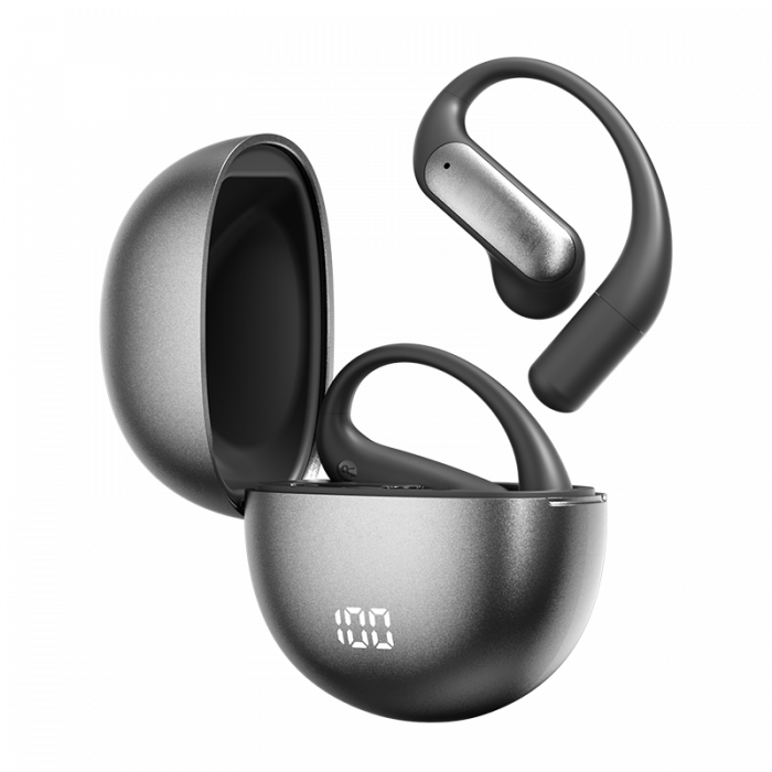 Casti wireless cu traducere AI iSEN Supernova, Negru, Bluetooth v5.4, Microfon integrat, Sunet HIFI, Afisaj digital al bateriei, Incarcare rapida Type-C, Inregistrare + Traducere + Transcriere