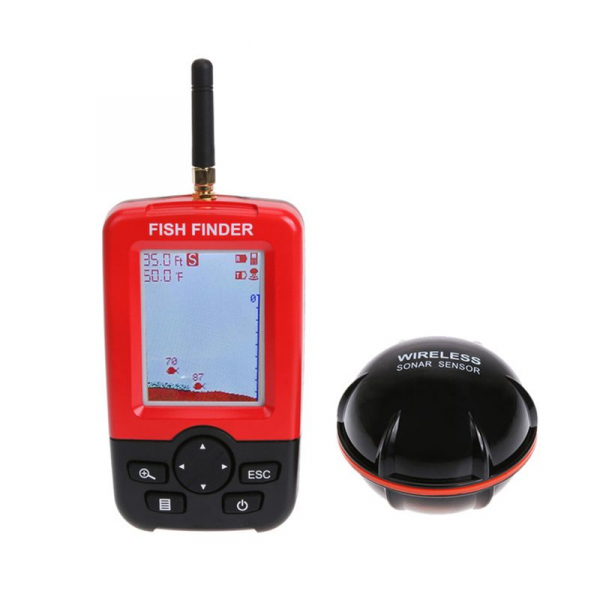 Fish Finder iSEN XJ01, Detector portabil si inteligent de pesti, Ecran LCD, Senzor Sonar Wireless 100m, Sunet Ecou Sonar
