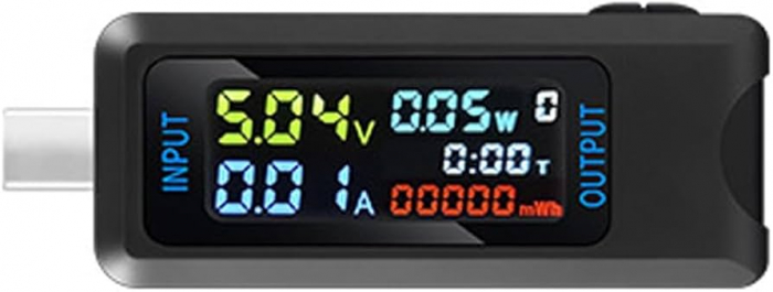 iSEN 6527-T USB Digital Tester Negru, USB Type-C, Ecran LCD