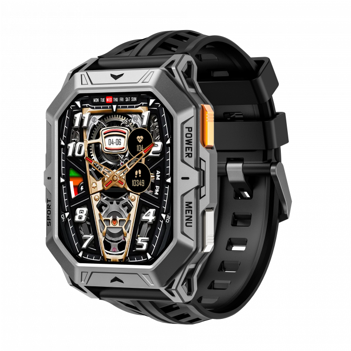 Smartwatch iSEN X1 Pro, Curea de silicon neagra, 2.13   AMOLED HD, HRV, ECG, Monitorizare sanatate, Functii sport, Bluetooth Call, 1000 mAh, Android 9.0 or iOS 9.0 sau mai recent