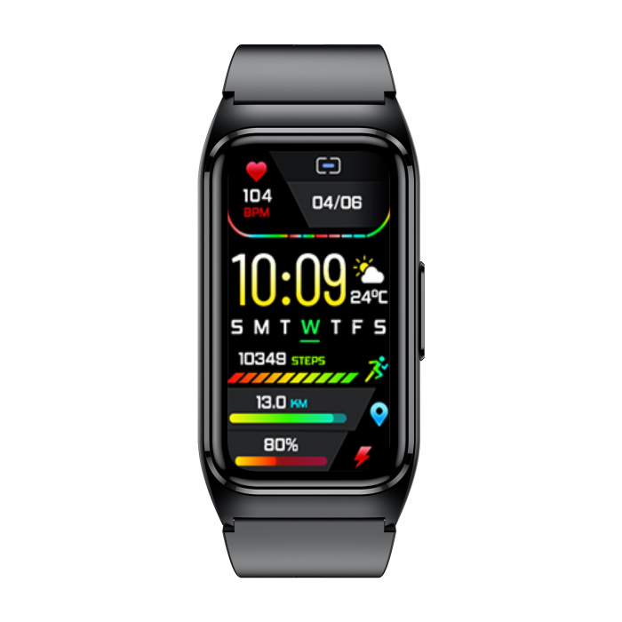 Smartwatch iSEN TK75 Negru, Silicon, 1.47   HD, Ritm Cardiac, Oxigen in Sange, Tensiune, Glicemie, Acid Uric, Lipide, Urmarire Somn, Moduri Sport, Apel Bluetooth, Control Muzica, Vreme, 250mAh