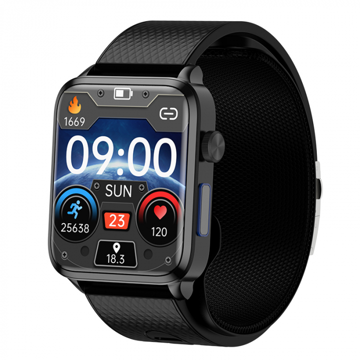 Smartwatch iSEN Watch P300, IPS 1.83  , Manseta gonflabila detasabila, Monitorizare sanatate, Avertizare vocala, Monitorizare remote familie , Multi Sport, Muzica Bt, IP67, 230mAh, Negru