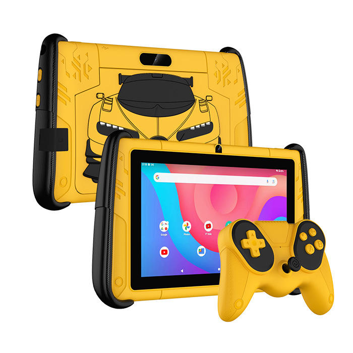 Tableta iSEN Pritom K7 PRO pentru copii, Galben, 7 inch HD, 4GB RAM, 64GB ROM, Android 12, Camera dubla, Baterie 3500mAh, Wi-Fi, Bluetooth, GPS