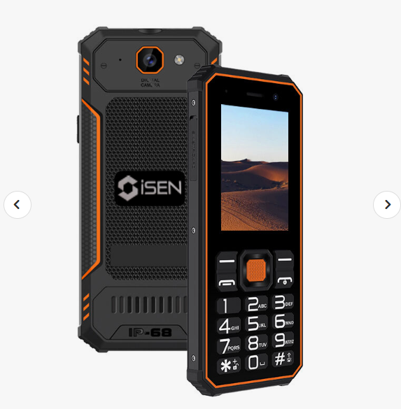 Telefon mobil iSEN F1, Portocaliu, 4G, 2.4   LCD, 0.3MP spate + 0.08MP fata, 48MB RAM, 128MB ROM, Mocor OS, Unisoc T107, IP68, QWERTY, Lanterna, 2500mAh, Dual SIM