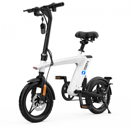 iSEN - *PROMO* Bicicleta electrica iSEN H1 Flying Fish Alb, 250W, 22NM, Rulare full electric sau asistata, 25km/h, IPX4, Baterie detasabila 10Ah
