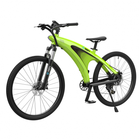 Biciclete electrice - Bicicleta electrica iSEN Q5 Verde, 650W, Roata 27.5", 9 viteze Shimano, Rulare full electric sau asistata, 45km/h, Baterie detasabila, IPX4