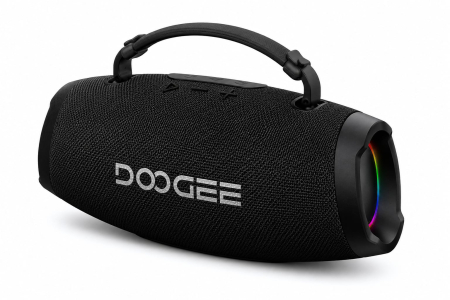 Gadgets - DOOGEE Wild Boom Hordozható Bluetooth Hangszóró, Fekete, 100W Csúcsteljesítmény (80W RMS), Bluetooth 5.3, IP55, RGB Világítás, TWS Stereo, USB, TF Kártya, AUX, 6000mAh, Vállpánt