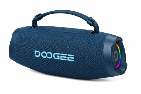 Gadgets - DOOGEE Wild Boom Hordozható Bluetooth Hangszóró, Kék, 100W Csúcsteljesítmény (80W RMS), Bluetooth 5.3, IP55, RGB Világítás, TWS Stereo, USB, TF Kártya, AUX, 6000mAh, Vállpánt