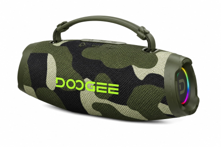 Gadgets - DOOGEE Wild Boom Hordozható Bluetooth Hangszóró, Zöld, 100W Csúcsteljesítmény (80W RMS), Bluetooth 5.3, IP55, RGB Világítás, TWS Stereo, USB, TF Kártya, AUX, 6000mAh, Vállpánt